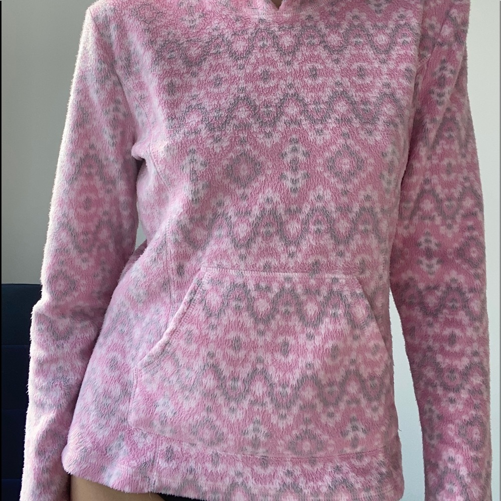 La Vie En Rose Fuzzy Pyjama Top Hoodie Size S Sweatshirt PJ Top Fleece